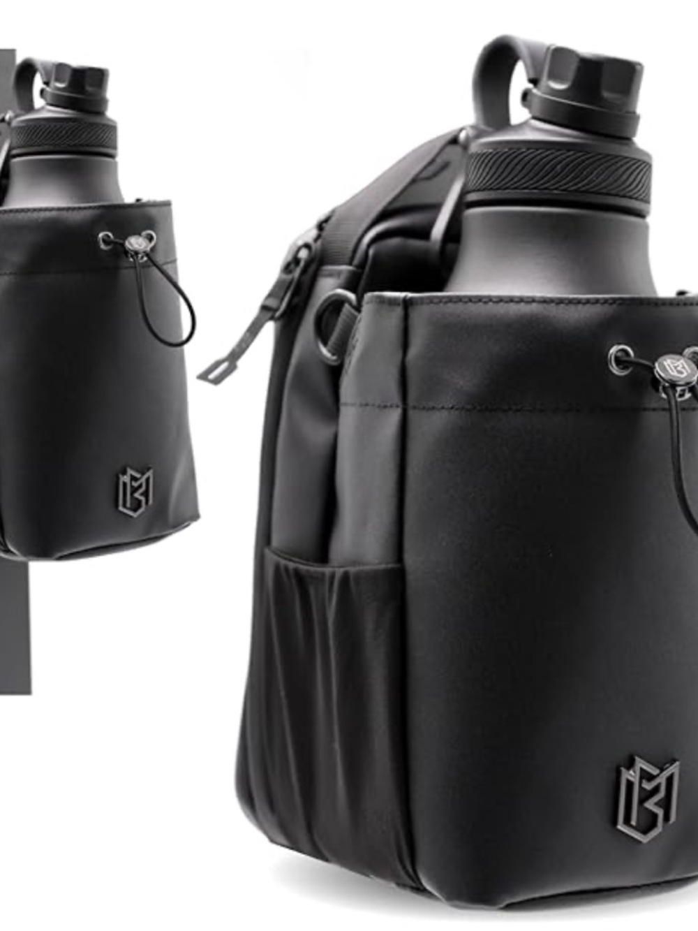 Black Magnetic Gym Sling Water Bottle Pouch